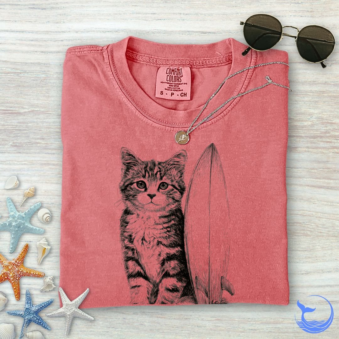 Surfer Cat Comfort Colors T-Shirt