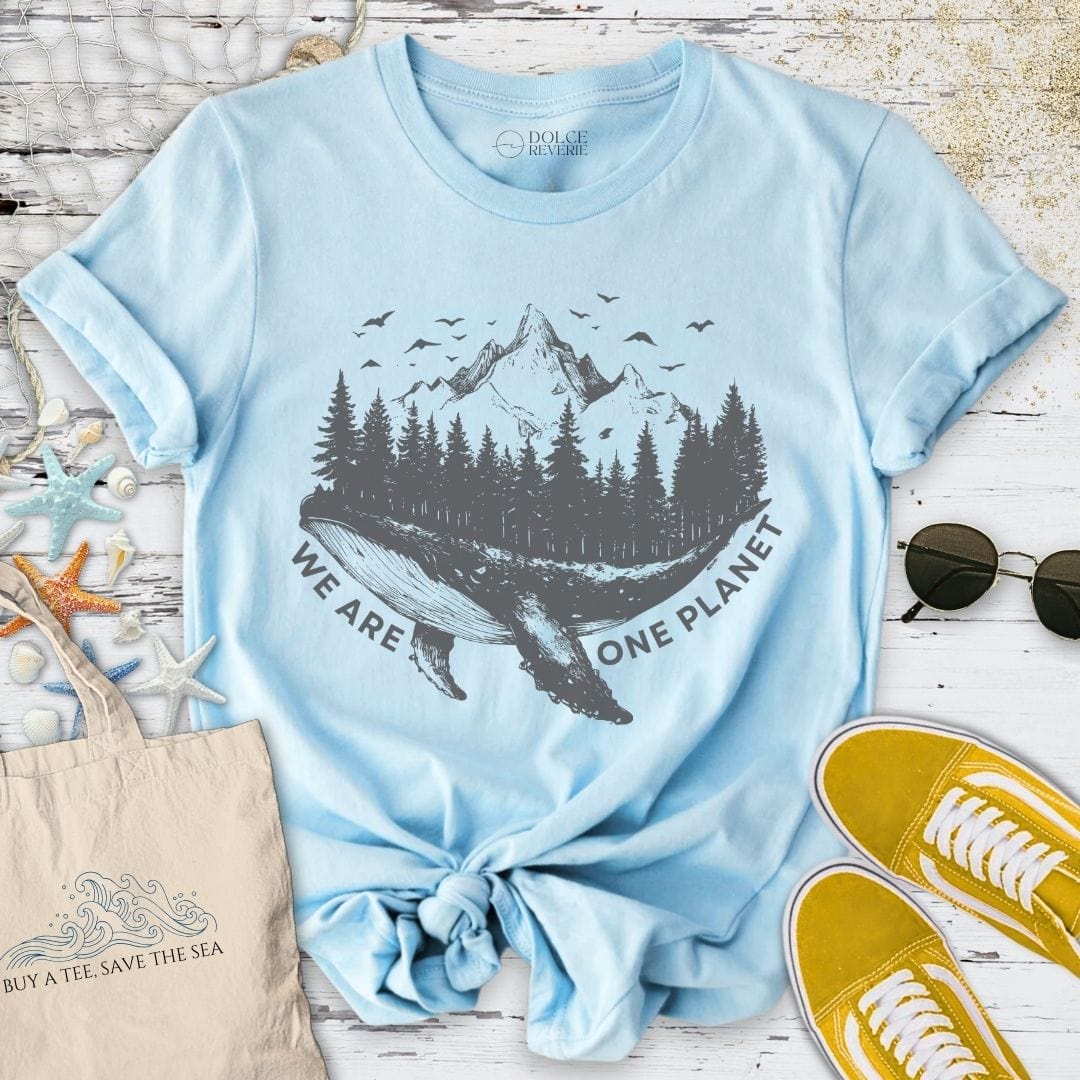 We Are One Planet T-Shirt Light Blue / S