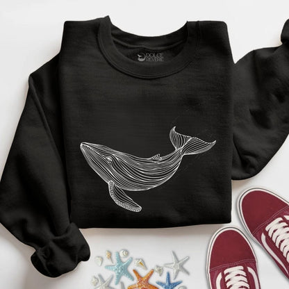 Whale Line Art Sweatshirt S / Black