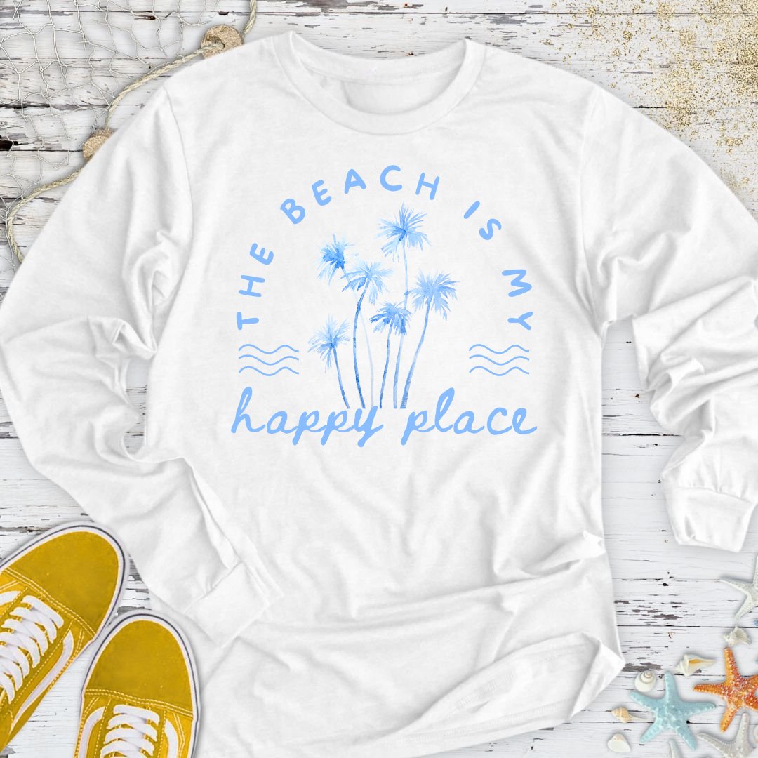 The Beach Is My Happy Place Long Sleeve Tee