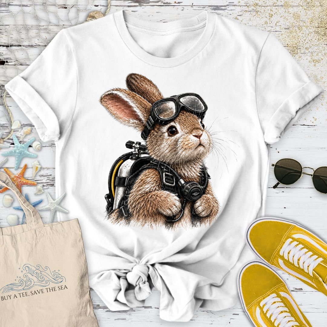 Scuba Diver Bunny T-Shirt in White - Dolce Reverie