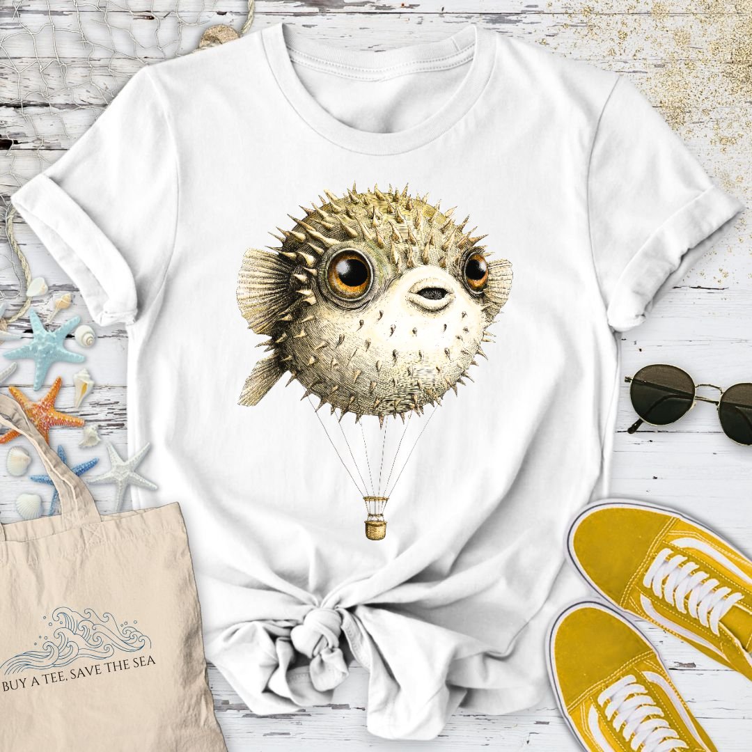 Pufferfish Balloon T-Shirt in White - Dolce Reverie