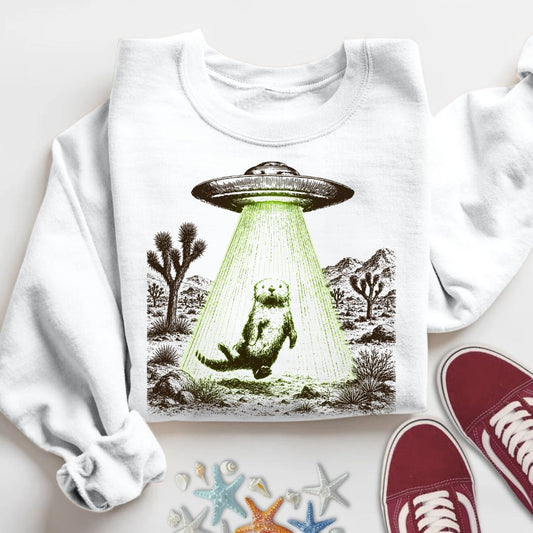 Otter UFO Sweatshirt in White - Dolce Reverie