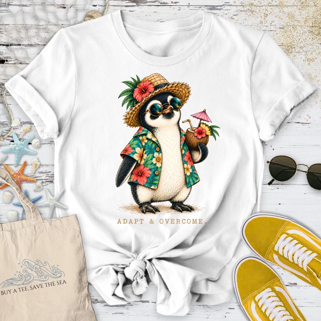 Adapt & Overcome, Penguin T-Shirt in White - Dolce Reverie