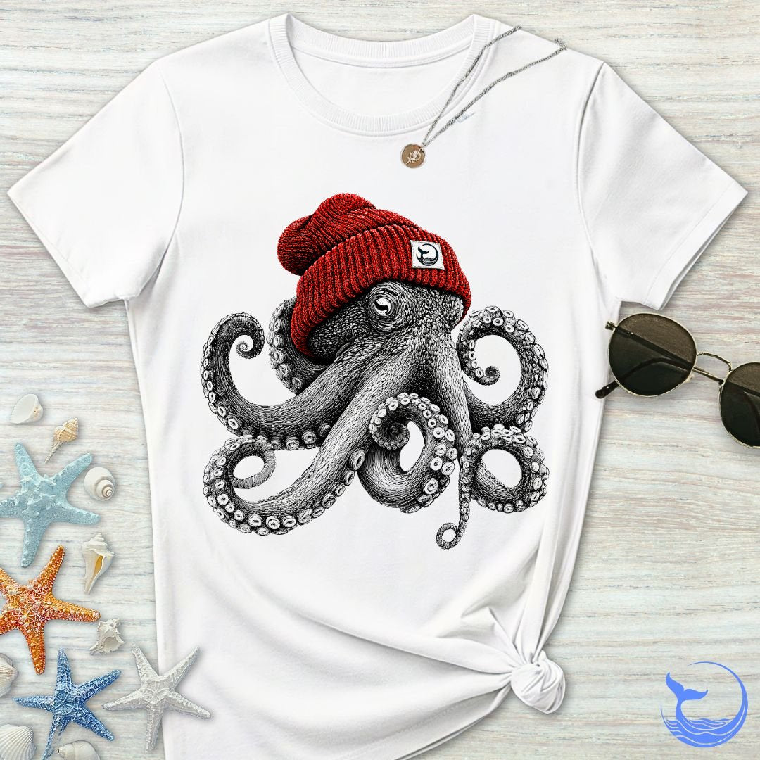 Red Beanie Octopus Women's T-Shirt