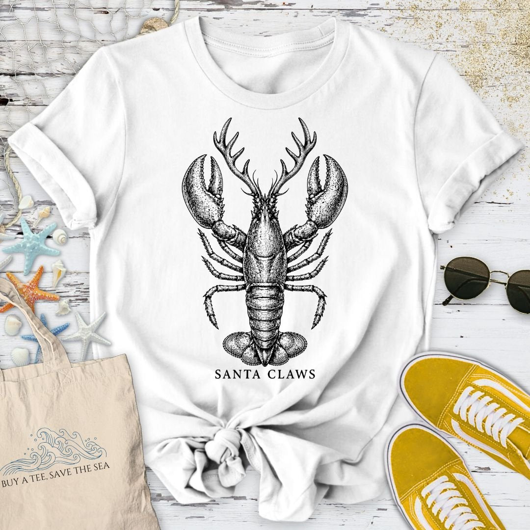 Santa Claws Lobster T-Shirt in White - Dolce Reverie