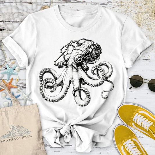 Cyber Octopus T-Shirt in White - Dolce Reverie