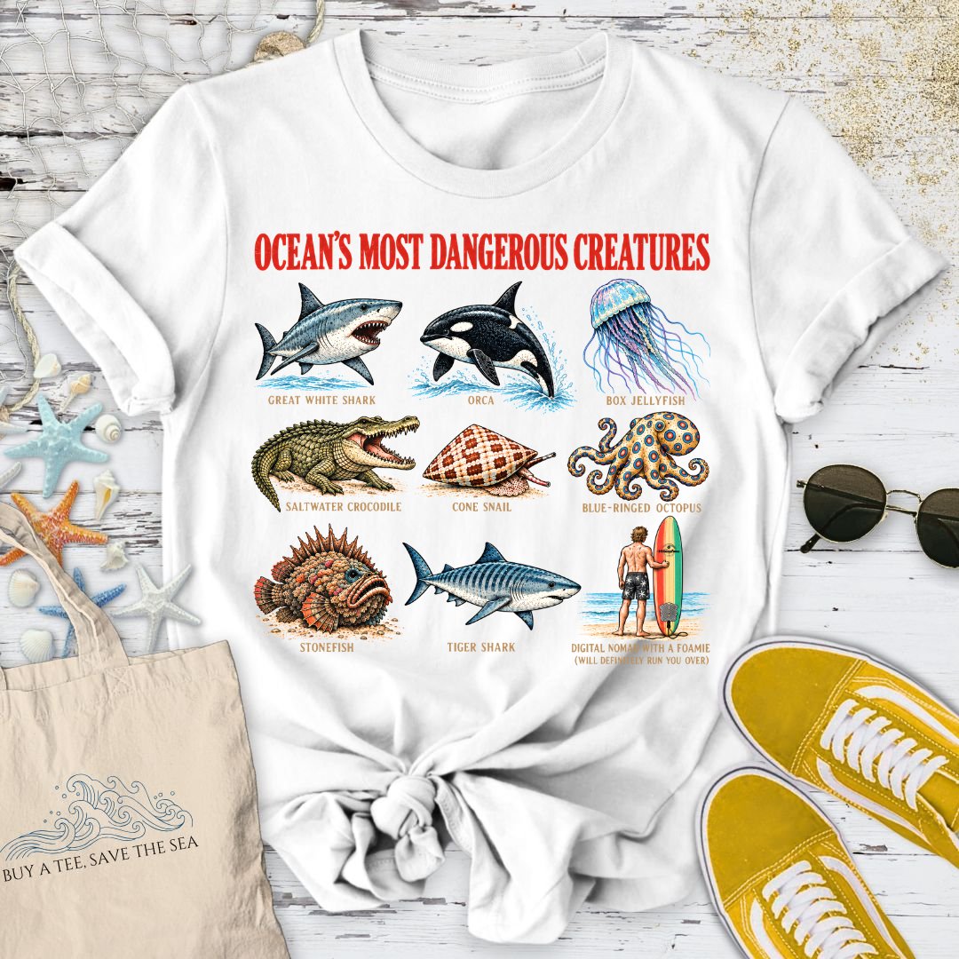 Ocean's Most Dangerous Creatures T-Shirt in White - Dolce Reverie