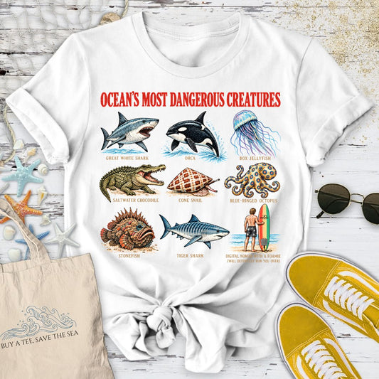 Ocean's Most Dangerous Creatures T-Shirt in White - Dolce Reverie