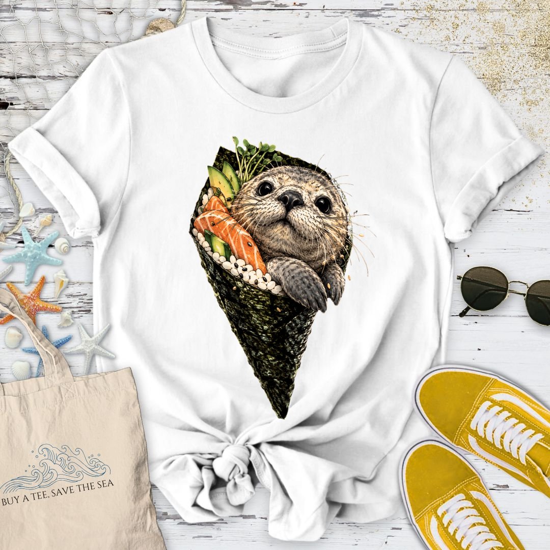 Sushi Seal T-Shirt in White - Dolce Reverie