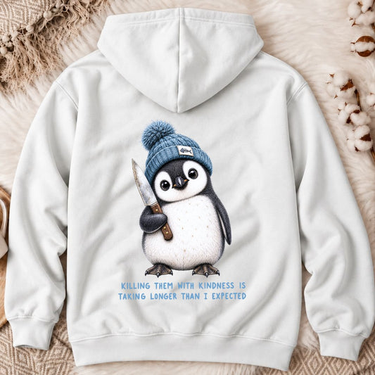 Kindness Is Taking Too Long Back Print Hoodie in White - Dolce Reverie