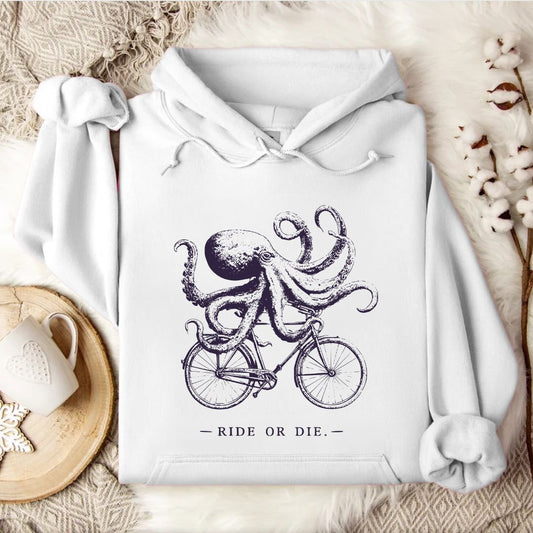 Ride Or Die, Octopus Hoodie in White - Dolce Reverie