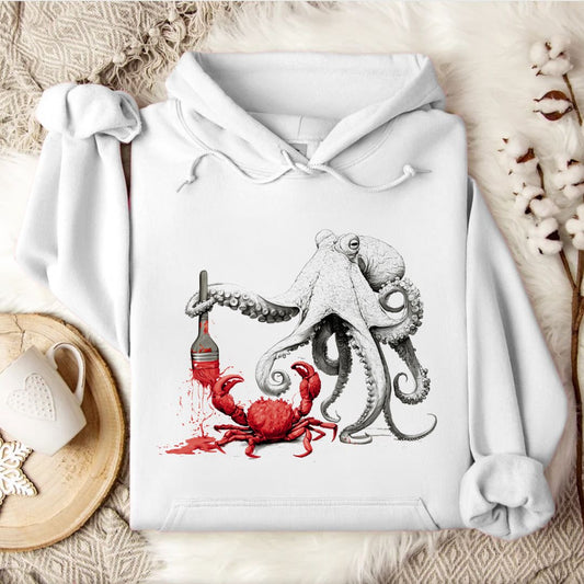 Off To Paint Stuff, Octopus Hoodie in White - Dolce Reverie
