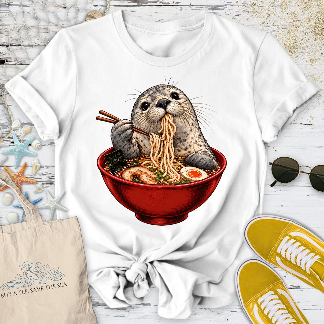 Ramen Seal T-Shirt in White - Dolce Reverie