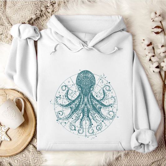 Celestial Octopus Hoodie in White - Dolce Reverie