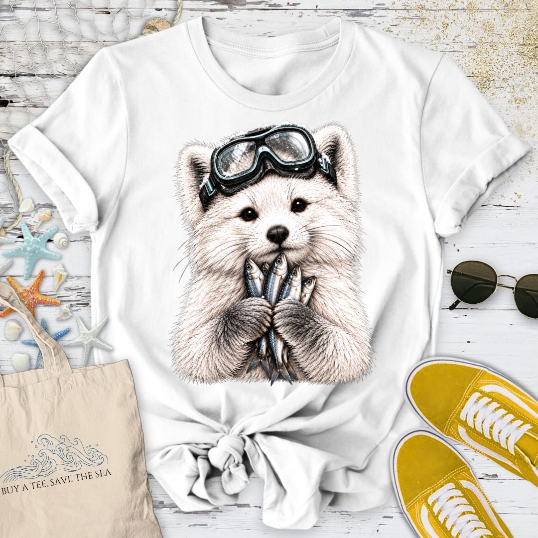 Scuba Diver Arctic Fox T-Shirt in White - Dolce Reverie