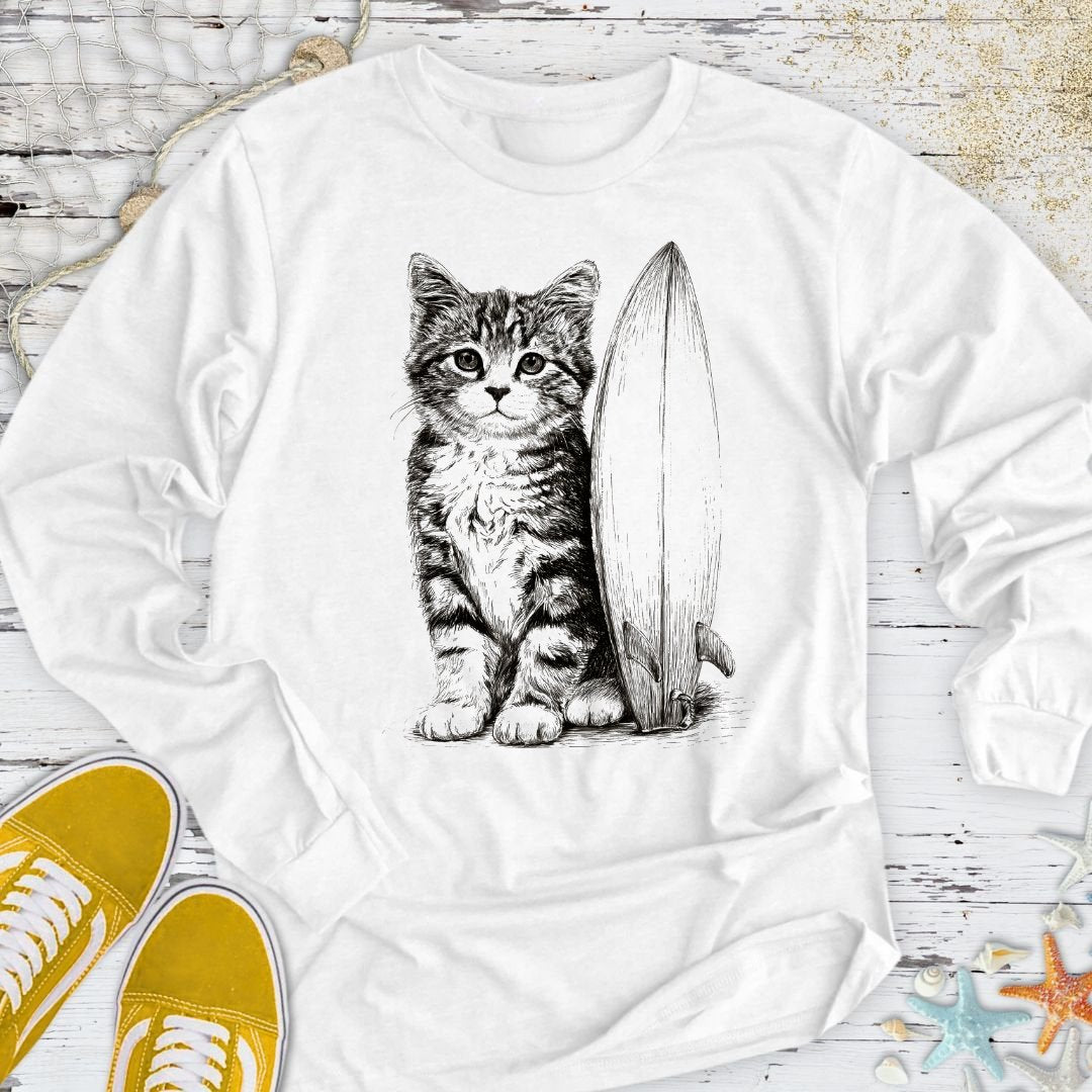 Surfer Cat Long Sleeve Tee
