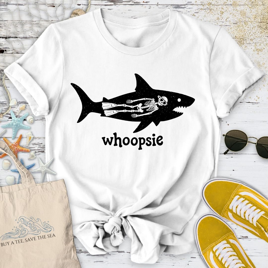 Whoopsie Shark T-Shirt in White - Dolce Reverie