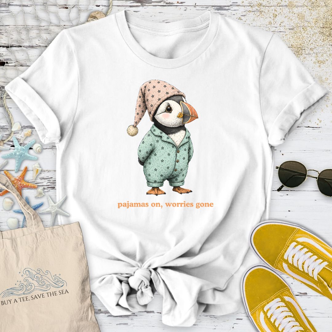 Pajamas On Worries Gone, Puffin T-Shirt