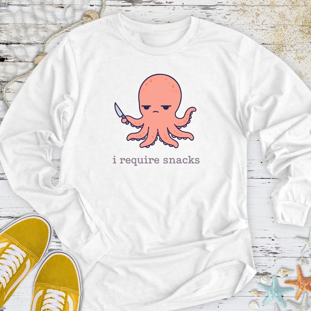 I Require Snacks Octopus Long Sleeve Tee
