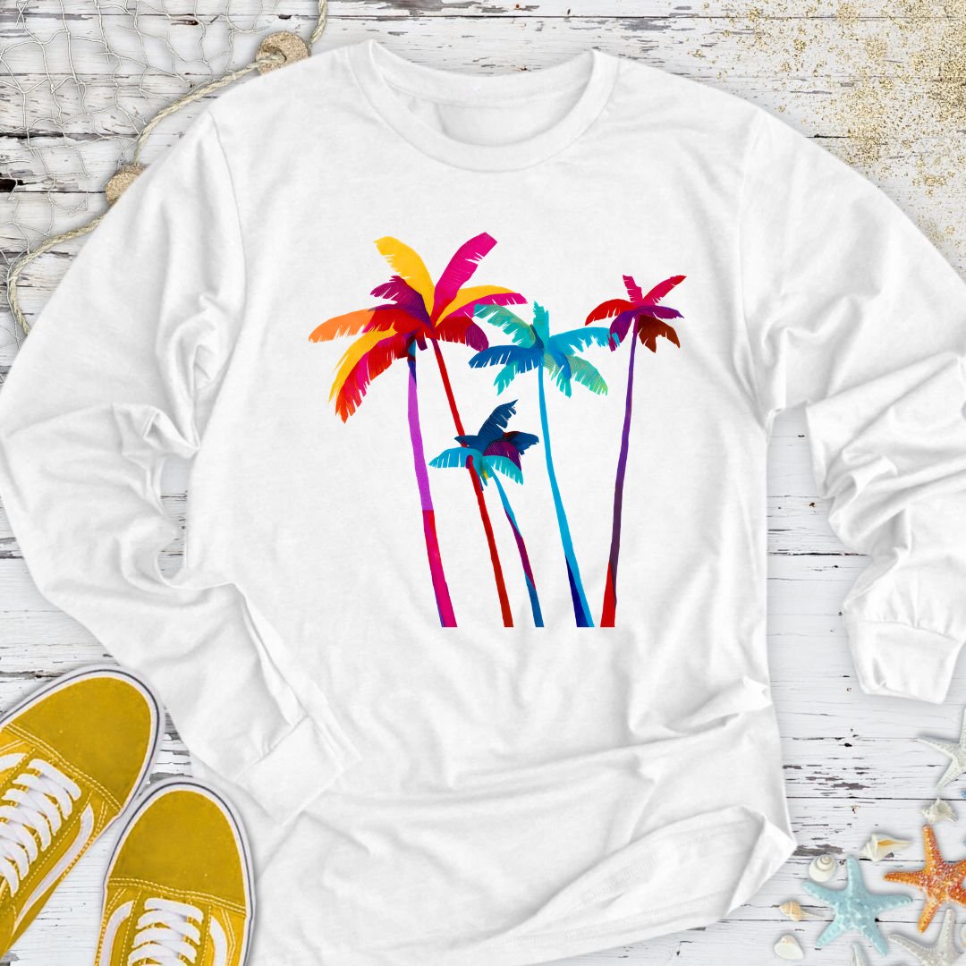 Artistic Palm Trees Long Sleeve Tee